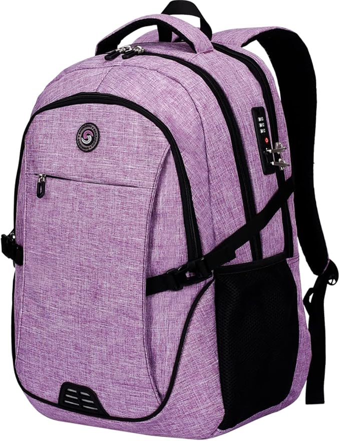 SHRRADOO Anti Theft Laptop Backpack Travel Backpacks with Combination Lock for Women Men High School College Backpack Computer Bag Fits 17 Inch Laptop,Purple | Travel Backpacks, usb Charging Port, College Backpack, Computer Bag