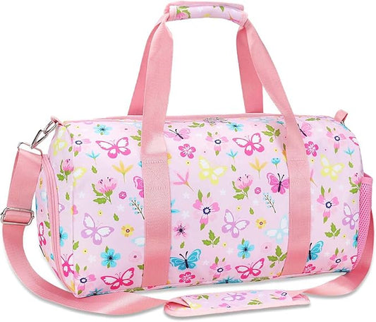 Gym Travel Duffle Bag for Girls - Gymnastics Sports Dance Bag with Shoe Compartment & Wet Pocket Starry Sky Kids Travel Bag Teens Weekender Sleepover Carry On Bag