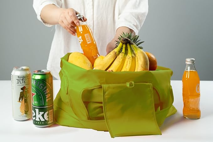 Foldable Reusable Grocery Bags – Heavy Duty 6 Pack with Handles | XL Tote for Women & Men, Market, Travel, Storage