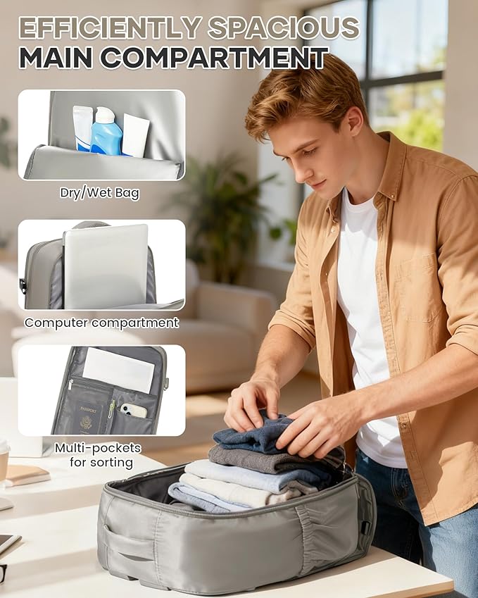 WONHOX Large Travel Backpack Carry on Flight Approved Laptop Work Business Backpack for Women Men Mochila de Viaje