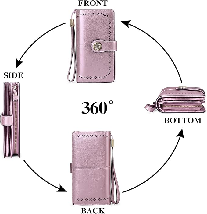 SENDEFN Wallets for Women Leather Credit Card Holder with RFID Blocking Large Capacity Wristlet | with RFID Blocking, Large Capacity, Wristlet, with RFID Blocking, Large Capacity, Wristlet