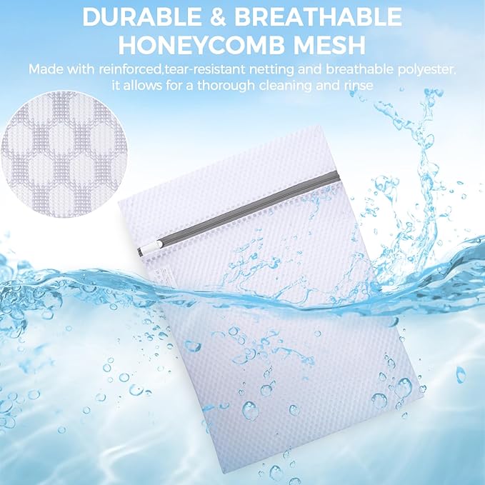 BAGAIL Laundry Bags Mesh Wash Bag for Intimates Lingerie and Delicates,3Pcs(Honeycomb,3M)