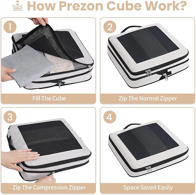 Compression Packing Cubes for Travel, Lightweight Vacation Travel Essentials, Travel Accessories for Suitcase Organizer Bags Set, Durable Luggage Organizer