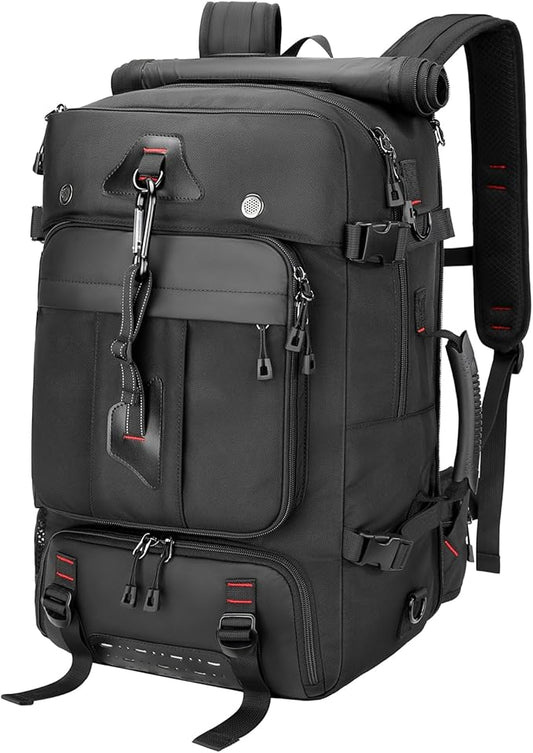 SWICKY 50L Large Capacity Travel Backpack, Outdoor Hiking Camping Bag with Shoe Compartment, Heavy Duty, Fits 17" Laptop