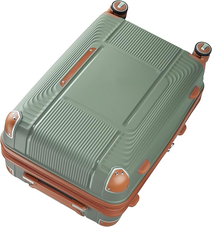 3 Piece Luggage Set PP Hardshell with YKK Zippers, 20/24/28 Inch Suitcases with Detachable Spinner Wheels & Reinforced Corner Guards, Lightweight TSA Lock Nested Set (Sage Green)