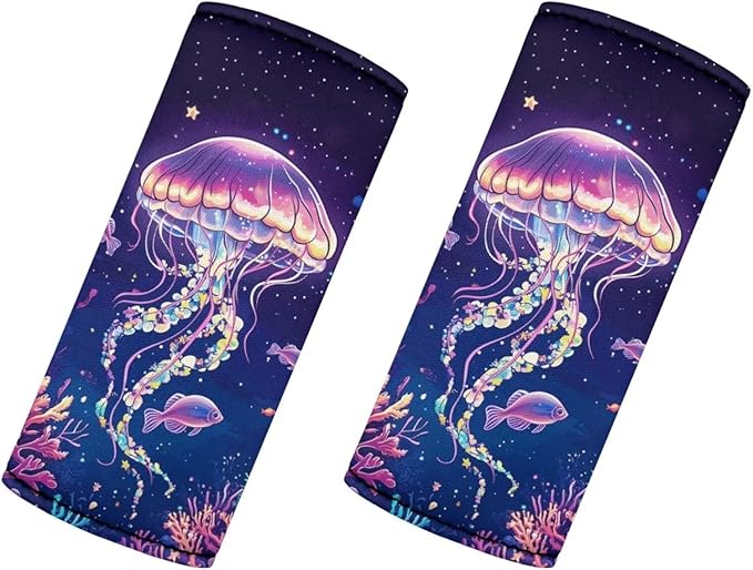BIGCARJOB Jellyfish Luggage Handle Wraps Set Trolley Case Grip for Women Door Protection Cover Suitcase Handle Cover Gifts Suitcase Handle Wraps Travel Bags Set of 2