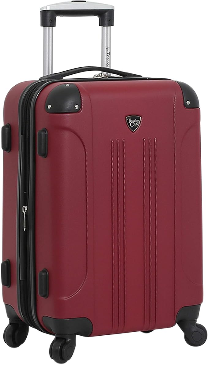 Travelers Club Chicago Hardside Expandable Spinner Luggage, Rhubarb, 22" Carry-On
