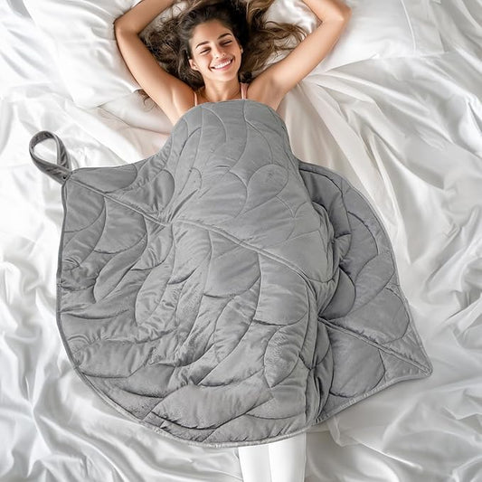 Weighted Lap Blanket 7 lbs 41" x 53"- Gifts for Mom Women Wife, Cozy Luxury Velvet Small Weighted Blankets,Portable Travel Blankets for Adults,All-Season Blanket Relaxation Gift, Grey