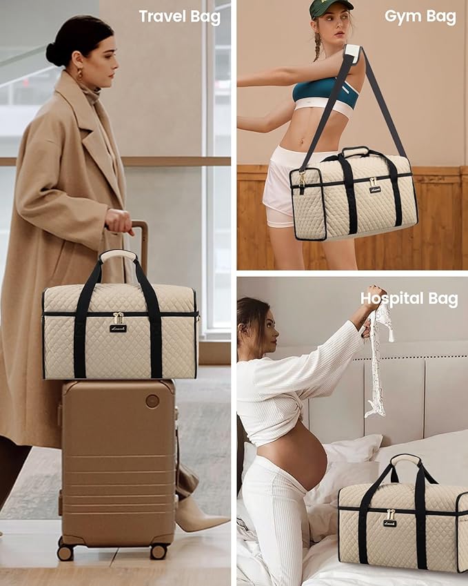 LOVEVOOK Travel Duffle Bag - Weekender & Overnight Bag with Toiletry & Wet Pocket, Carry-On Size, 3pc Set