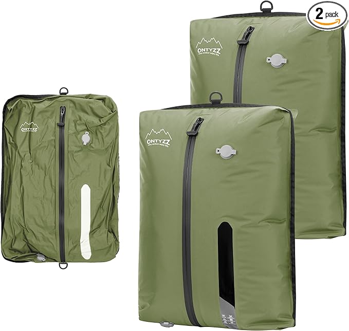 ONTYZZ Vacuum Bags for Travel, IPX8 Waterproof Vacuum Bags, Space Saver for Luggage/Camping/Home Storage (2 Pack NO Pump-Green)