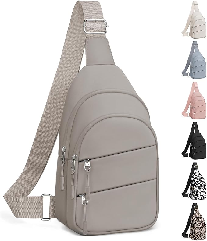 Tuwubi Crossbody Bags for Women, Sling Bag for Men, Small Hiking Backpack Anti Theft Lightweight for Outdoors Travel (M, Khaki)