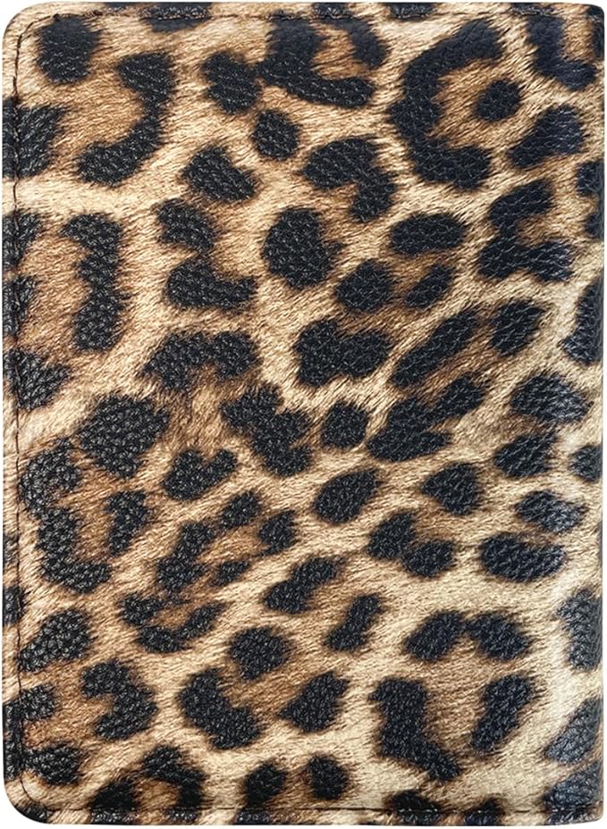 Coco Rossi Women's Leopard Print Passport Holder Cover with RFID Protection, 4 Card Slots, 1 Cash Holder, 1 Boarding Pass Holder