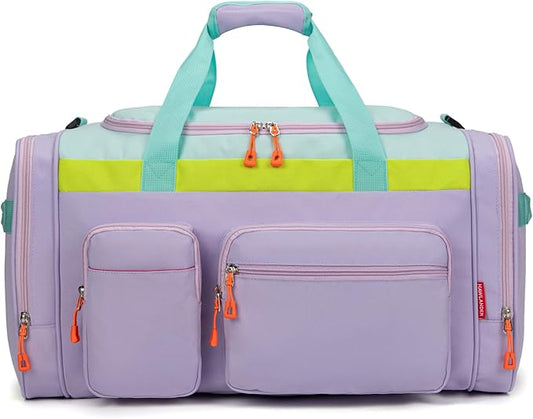 HawLander Large Kids Duffle Bag for Travel, Overnight, or Weekender, 22" inch (Light Green)