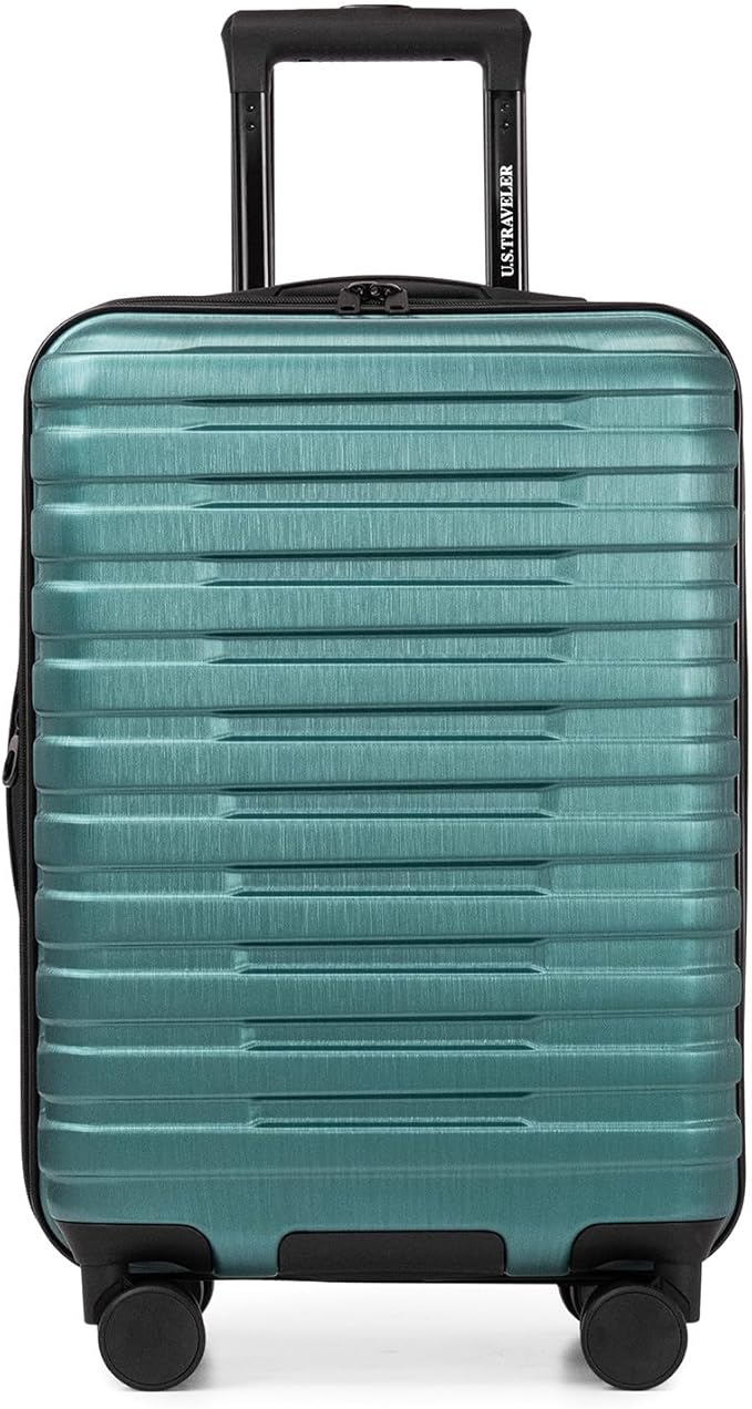 U.S. Traveler Boren Expandable Hardside Rugged Travel Luggage with 8 Spinner Wheels, Teal, Carry-on 22-Inch