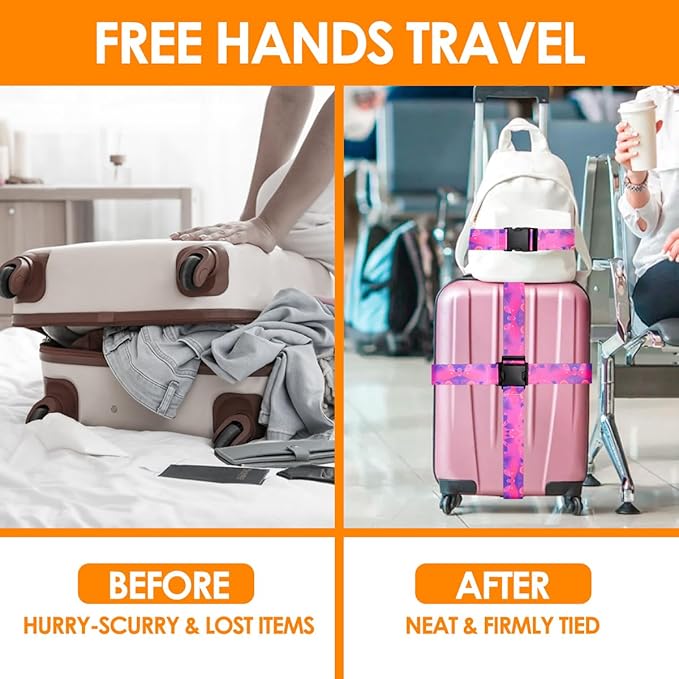 Adjustable Travel Luggage Strap Suitcase Belt Travel Bag Accessories 1.96 in W x 6.23 ft L