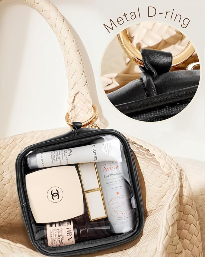 LETGO Clear Makeup Bags - TSA Approved Toiletry Bags with Zipper,Clear Toiletry Bag(Mini Black)