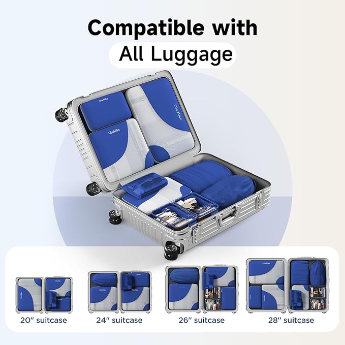 11 Set / 9 Set Packing Cubes for Travel,Gifts for Women Mom Kids,TSA Approved Bags for Makeup, Cosmetic, Toiletry, Organizers for Suitcase Carry On,Cruise Essentials Airplane Accessories,Klein Blue