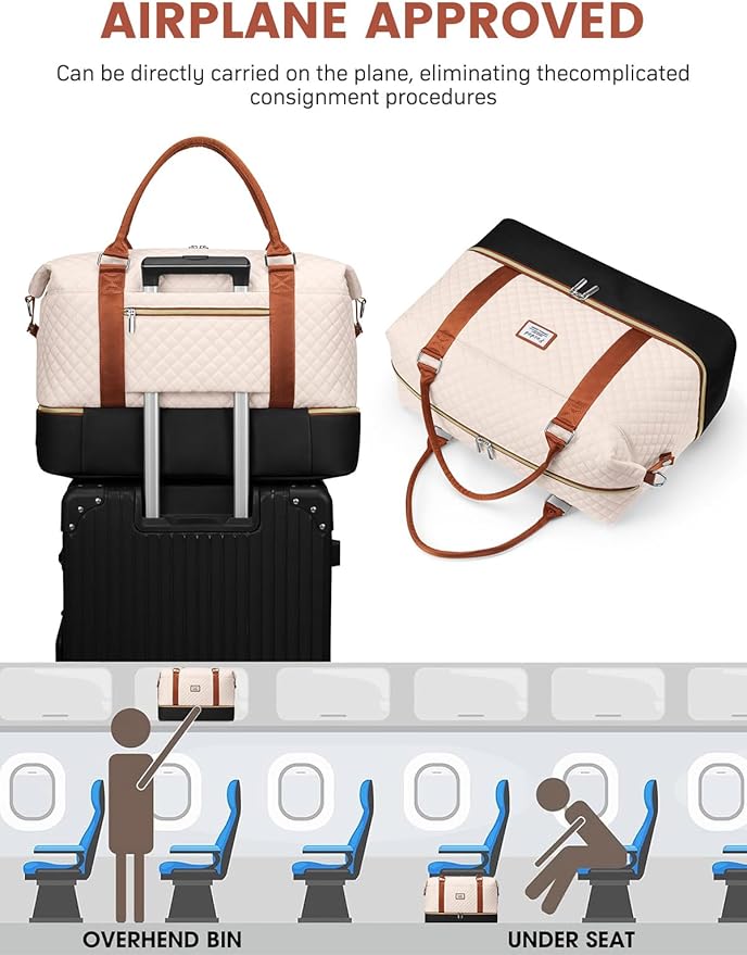 Travel Weekender Duffle Bags for Women: Overnight Bags with Shoe Compartment Large Carry on Weekend Bag with Toiletry Bag & Wet Pocket Tote Duffel Hospital Bag for Women Labor Delivery