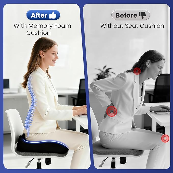 Donut Pillow Seat Cushion for Tailbone Pain Relief and Hemorrhoid – Memory Foam Ergonomic Office Chair Cushion for Home, Office, Car, Gaming, Pregnancy,– Comfortable, Breathable, and Washable