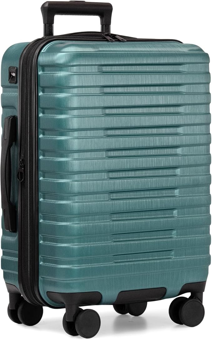 U.S. Traveler Boren Expandable Hardside Rugged Travel Luggage with 8 Spinner Wheels, Teal, Carry-on 22-Inch