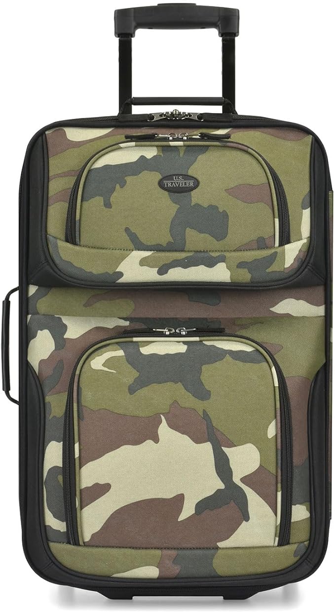 U.S. Traveler Rio Lightweight Softside Rolling Carry-on Suitcase, 2-Wheel Single, Camouflauge