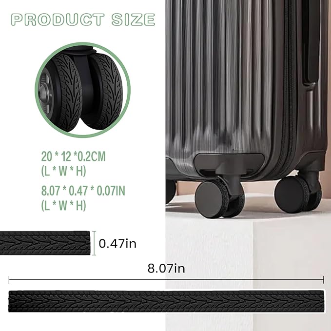 Upgraded Version 8Pcs Silicone Luggage Wheel Covers, Silent Noise Reduction Shock Protector for Spinner Wheel Suitcases & Office Chair Casters, Universal Fit（Grey ）