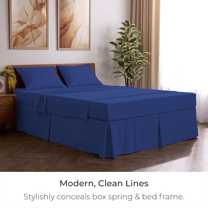 Mellanni Bed Skirt Twin XL Size - Tailored Drop Bed Skirting | 15-Inch Pleated Dust Ruffle - Hotel Luxury Bedding - Wrinkle, Fade, Stain Resistant - 1 Bedskirt (Twin XL, Royal Blue)