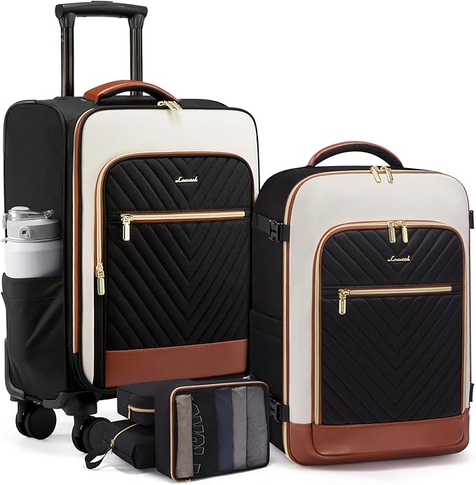 LOVEVOOK Luggage Sets for Women, 5 Piece Carry on Luggage Set, Softside Suitcases with Wheels,Rolling Checked Luggage with TSA Lock,Lightweight Suitcase Set for Travel