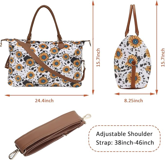 Weekender Bag Duffle Bag For Women Large Travel Tote Bag Overnight Weekend Bags With Shoulder Strap Cow Leopard Atzec…