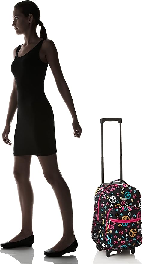 Rockland Double Handle Rolling Backpack, Peace, 17"