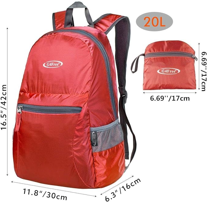 G4Free 20L Lightweight Packable Backpack Travel Hiking Daypack Foldable Backpack for Men Women