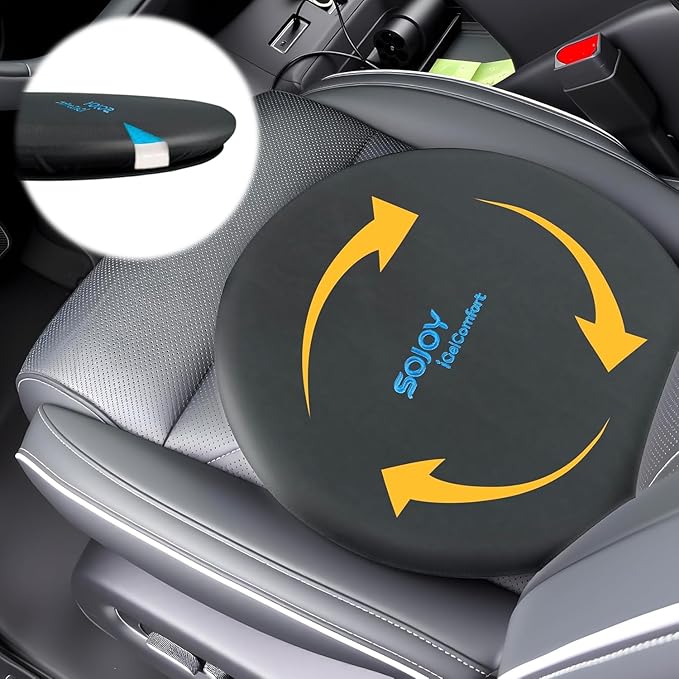 Sojoy iGelComfort Deluxe Gel Swivel Seat Cushion with Supportive Memory Foam 360 Degrees Rotating Seat Cushion for Home,Stool Chair,Office, 15.5 Inches in Diameter