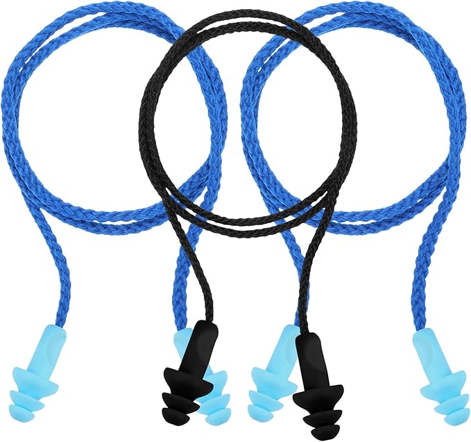Bememo 20 Pairs Corded Ear Plugs Reusable Silicone Earplugs with String Shooting Range Swimming Noise Cancelling Reduction Hearing Protection for Sleep Work Construction