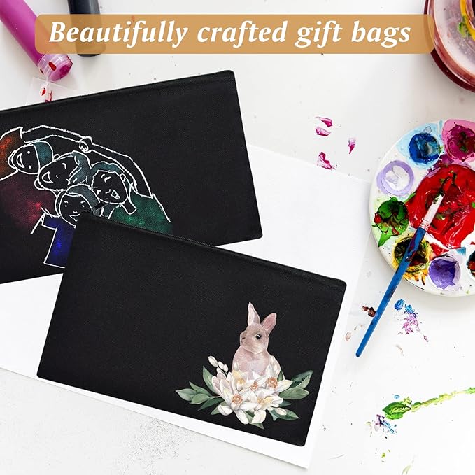 ZeeDix Canvas Pouch- Multi-purpose Cosmetic Bag with Zipper, DIY Craft Canvas Zipper Pouch Blank Makeup Bags Bulk Travel Toiletry Bag for Storage (8.3 x 5 inches)