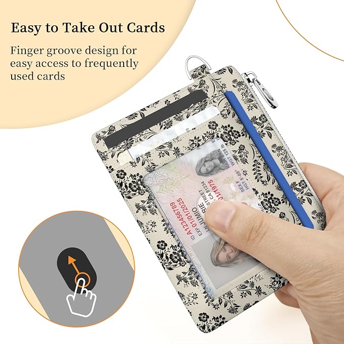Hancynir Goth Bat Floral Slim Wallet Women Credit Card Holder Gothic Flower RFID Blocking Small Cute Card Wallets Mini Front Pocket PU Leather Thin Travel Zipper Coin Cash Ladies Female Wallet Gifts