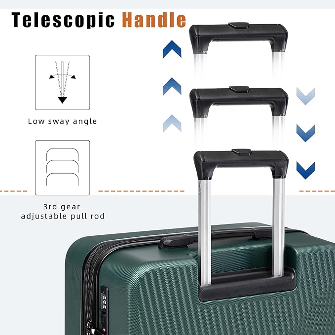 Expandable Carry on Luggage Sets,Suitcases with Detachable Wheels Hardshell 22x14x9 Airline Approved,Lightweight Luggage Set with TSA Lock,Carry on Suitcase