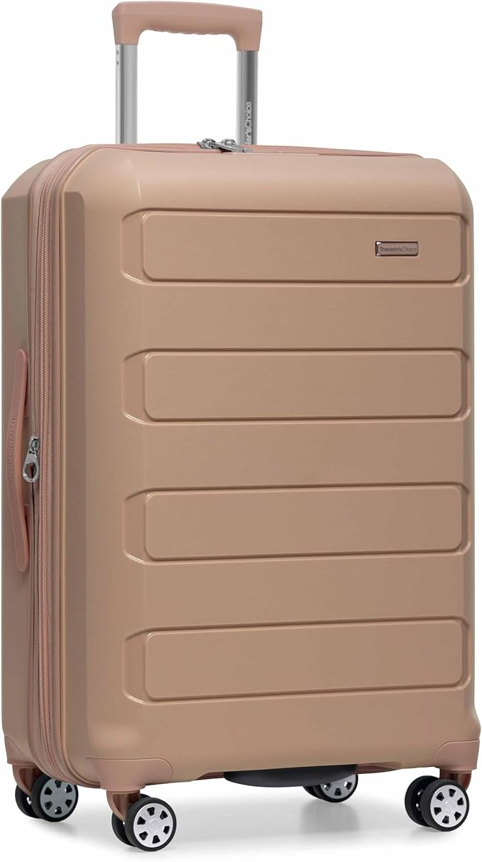 Traveler's Choice Pagosa Hardshell Expandable Luggage with Spinner Wheels, Latte Beige, 2-Piece Set (22/26)