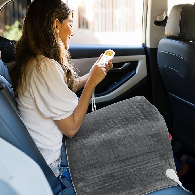 Comfytemp 12V/24V Car Electric Blanket for Back Soothing 17" x 33", 4 Heat Settings, 11 Auto-Off, Portable Mini Travel Blanket for Shoulders Neck Hip, Truck, SUV, Washable for Driver Men Women Winter
