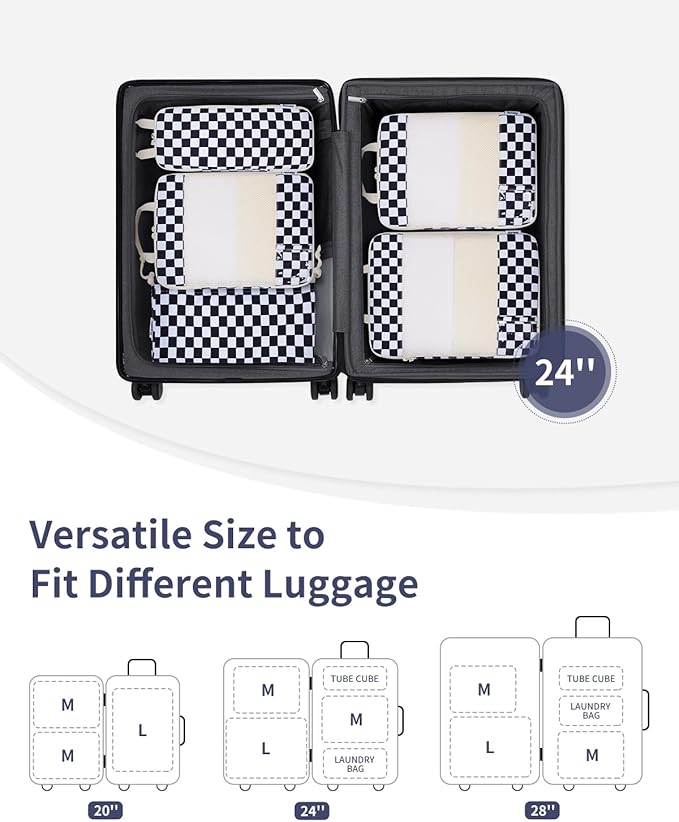 Narwey 6 Set/5 Set Compression Packing Cubes for Travel Kids Women Carry on, Packing Organizers Bag for Backpack Luggage Suitcase Duffle Bags