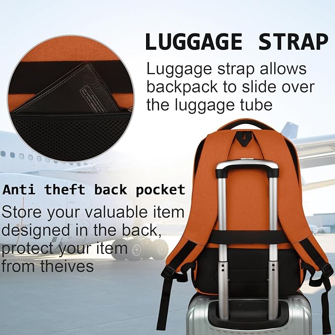 Volher Laptop Backpack,Business Travel Anti Theft Slim Durable Laptops Backpack,Water Resistant College Computer Bag for Women & Men Fits 15.6 Inch Laptop and Notebook-Orange