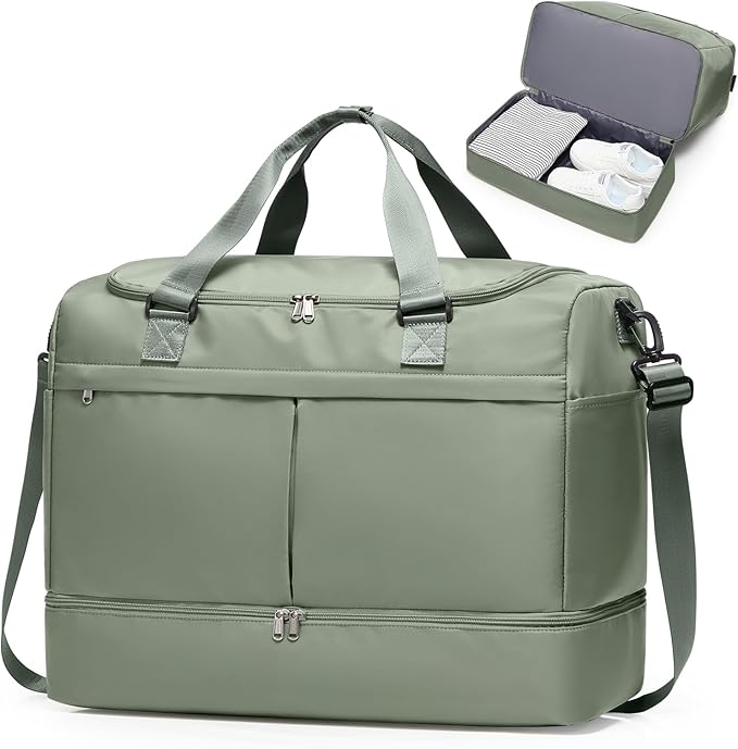 Weekender Bags for Women - 50L Large Travel Duffle Bag with Shoe Compartment - Carry on Overnight Bag for Travel, Weekend Getaway, Gym, Hospital