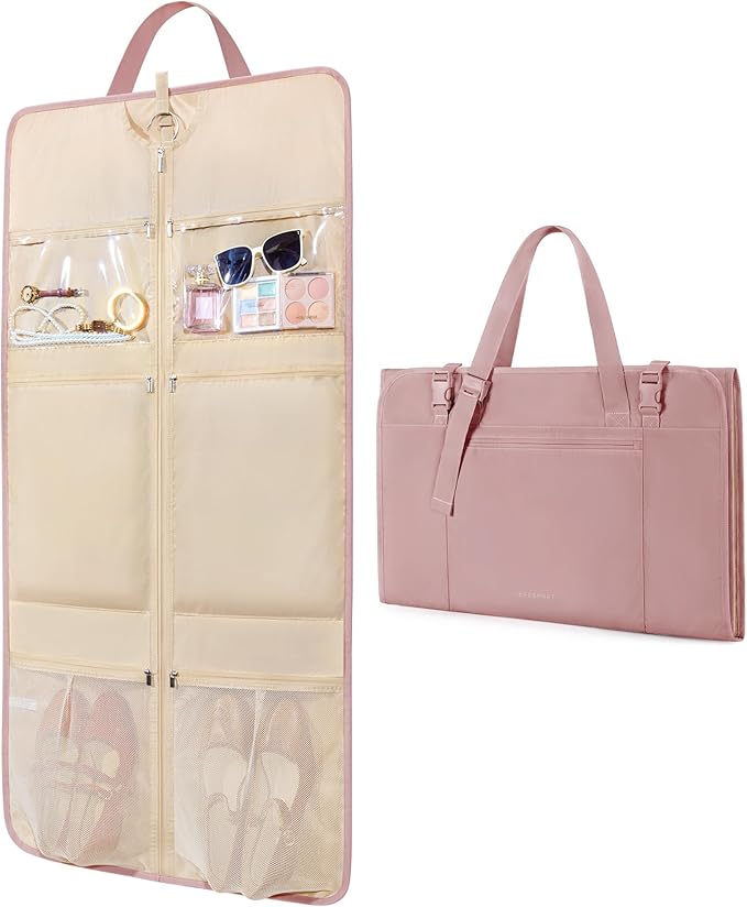 BAGSMART Garment Bags for Travel Foldable Carry on Suit Carrier for Hanging Clothes Stylish Dress Carrier Large Convertible Weekender Garment Bags for Women Men