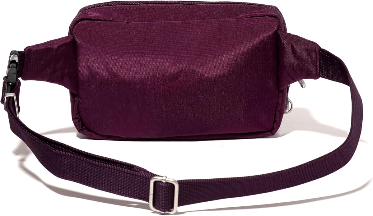 Baggallini Securtex Anti-theft Belt Bag 8.8"x5.5" Crossbody Fanny Pack for Women RFID Wallet Locking Zipper Travel Purse