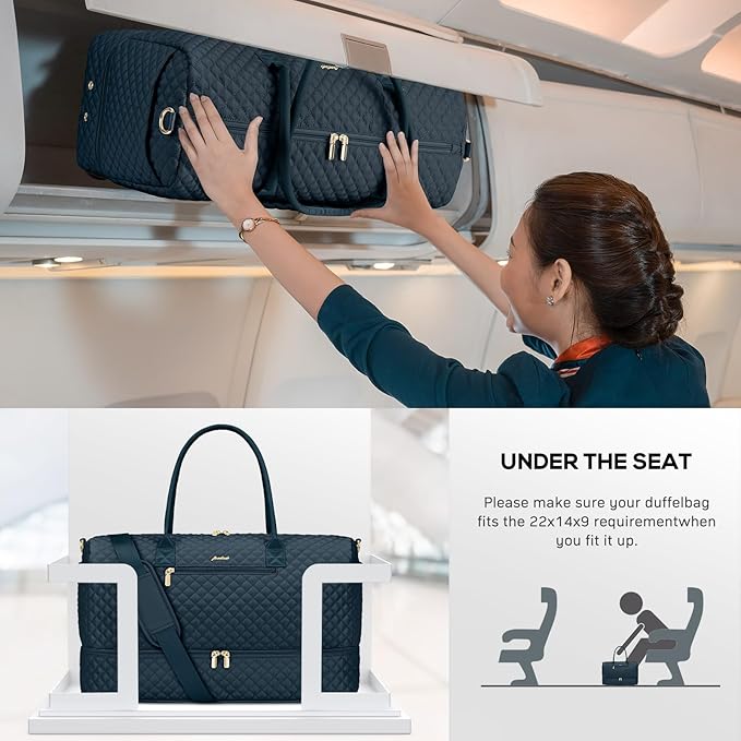 Travel Weekender Bags for Women - Duffle Bag Women with Shoe Compartment Carry On Overnight Bag with Toiletry Bag Duffel Bags with Wet Pocket for Gym Hospital Bags for Labor and Delivery Peacock Blue