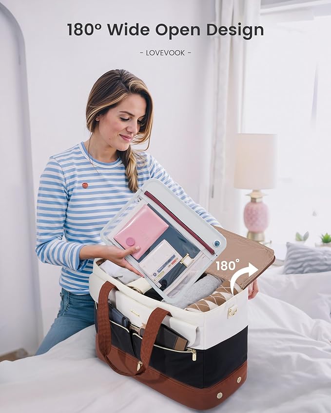 LOVEVOOK Weekender Bags for Women, Wide Open Large Travel Duffle Bag with Shoe Compartment, Carry on Overnight Bags, Hospital Bag for Women Labor Delivery with Wet Pocket