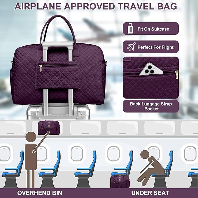 Travel Duffle Weekender Bags for Women - Weekend Bag Women with Shoe Compartment Carry On Overnight Bag with Toiletry Bag Duffel Bags Wet Pocket for Gym Hospital Bags for Labor and Delivery