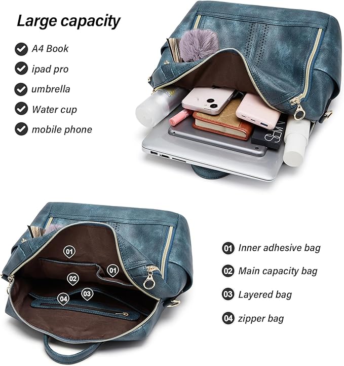 Makes Backpack Purse for Women PU Leather Travel Satchel Handbag Convertible Design Bag with Purse