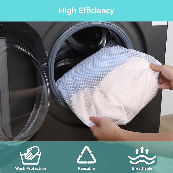 OTraki Mesh Laundry Bag for Delicates 20x24 inch Mesh Wash Bag for Washing Machine Zippered Net Laundry Bag for Bra Underwear College Dorm Home Don't Drying, Melting 140-176℉ White