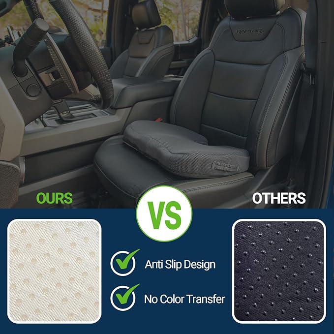 Season Guard Gel Seat Cushion – Office Chair Cushion – Non-Slip Gel Memory Foam Coccyx Cushion for Tailbone Pain - Desk Chair Car Seat Cushion Driving - Sciatica Back Pain Relief, Mesh, Grey