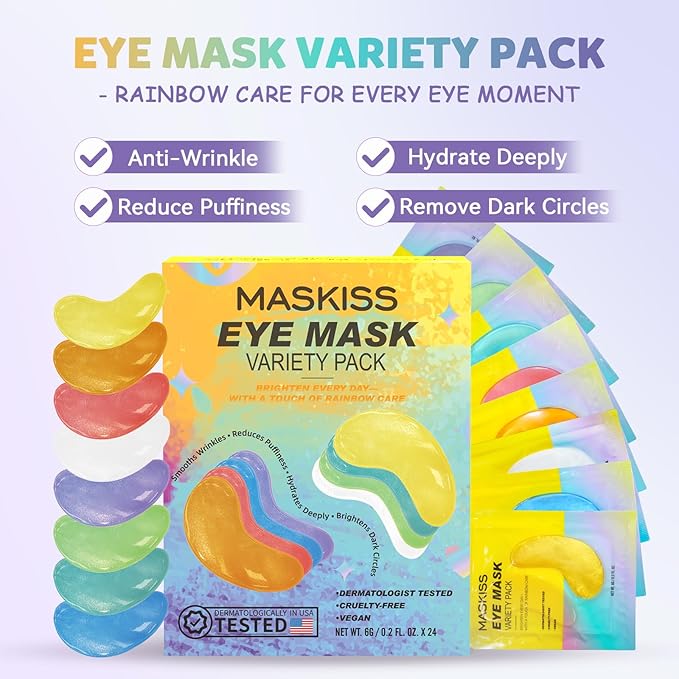 Under Eye Patches Variety Pack (48 Pairs), Easter Gifts for Women, Eye Masks for Dark Circles Puffy Eyes With 8 Colors (6 Pairs/Color), Vegan Skin Care Gifts for Women